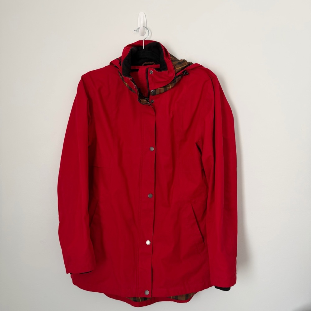 Pendleton Red Hooded Rain Jacket Plaid Lined - image 1